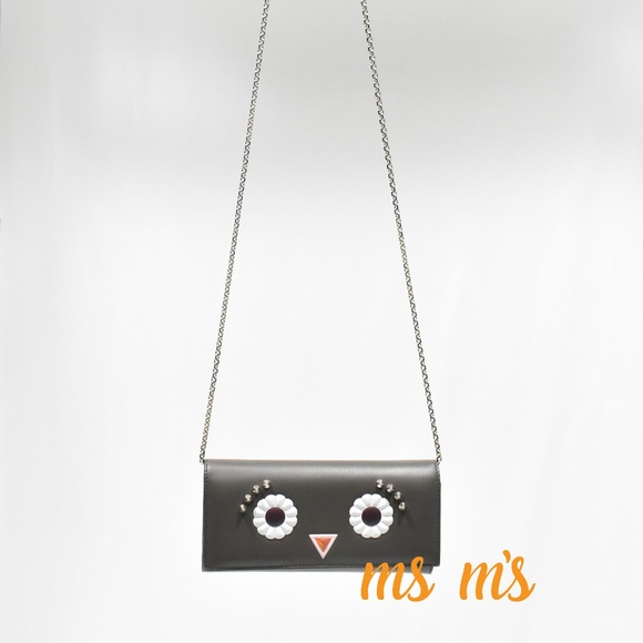 NIB Fendi Faces Leather Wallet on Chain Clutch - Picture 2 of 8